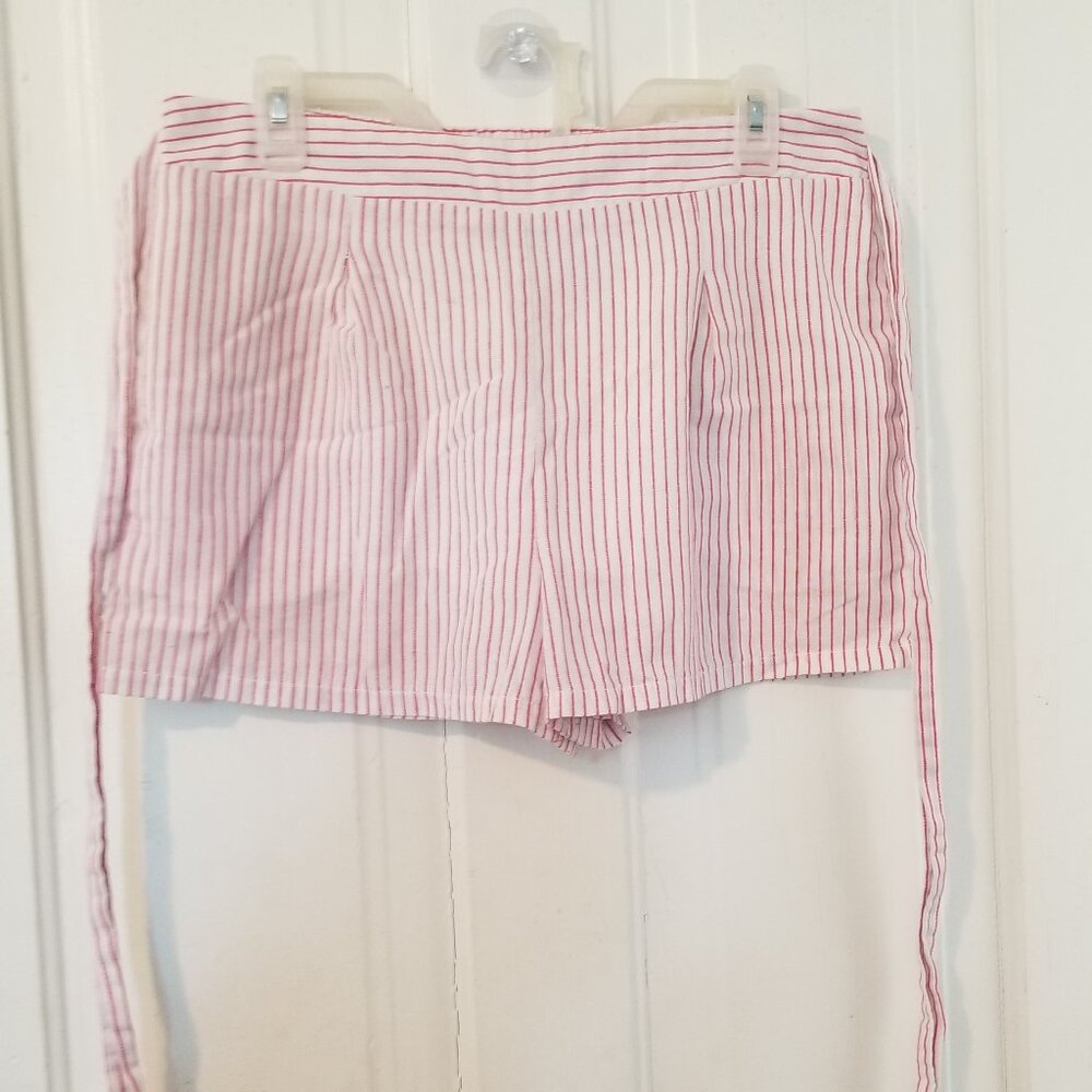 Skies Are Blue Striped Cotton High Rise Shorts